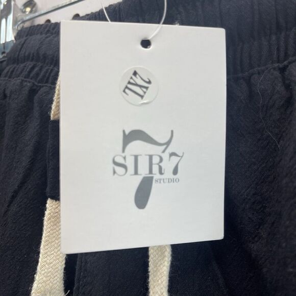 Sir 7 Studio Mens Shorts2XL Black elastic waist Drawstring  50/50  Cotton Linen - Picture 2 of 5